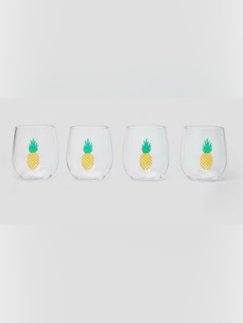 NWT plastic stemless pineapple wine glasses (8 total)